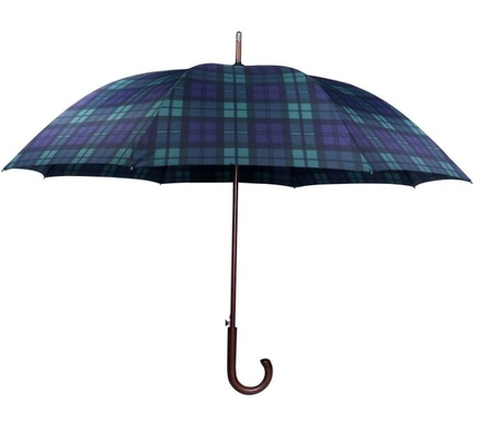 103cm 190T Pongee Gingham Drewniany parasol J Stick